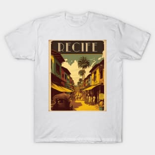 Recife Brazil Vintage Travel Art Poster T-Shirt